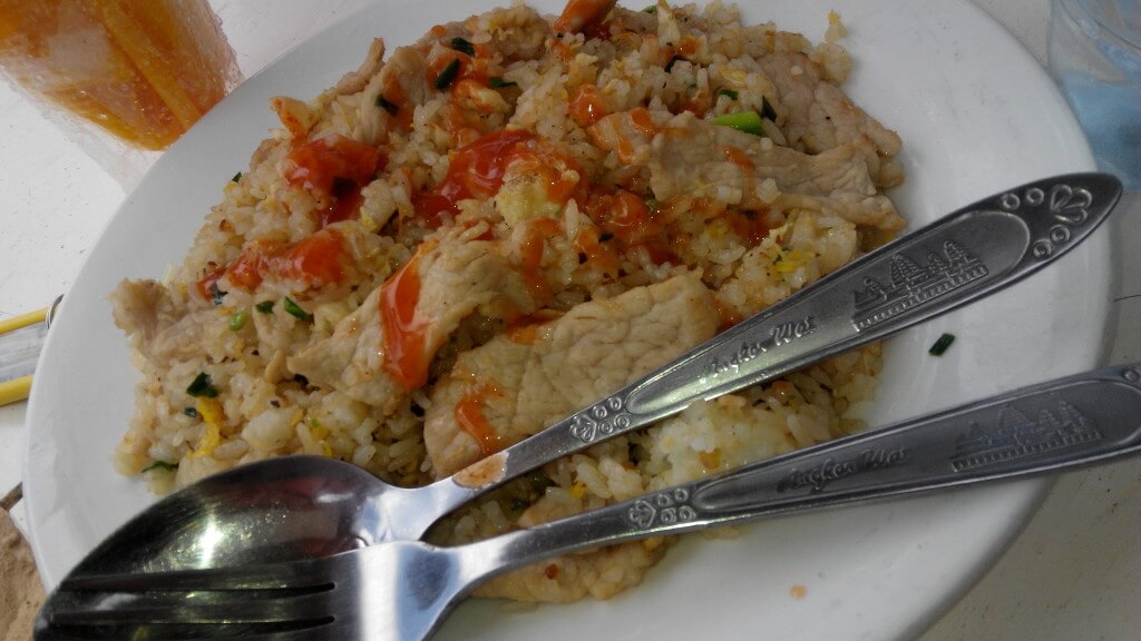 $4 fried rice (above) vs. $2 fried rice (below). Same stuff, just at local prices!