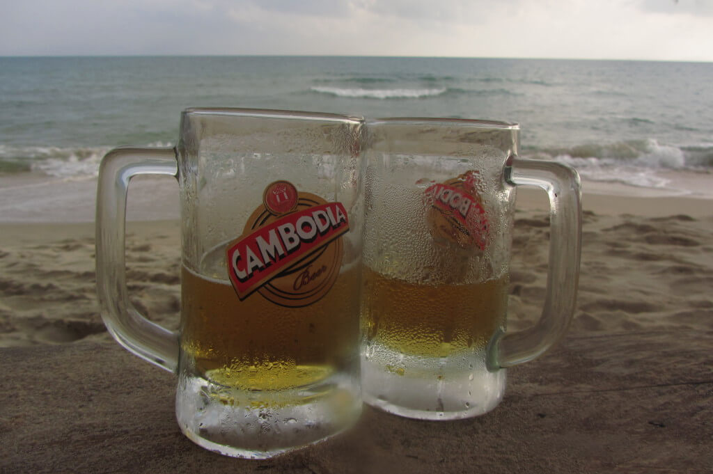 50 cent draft beers all day at Everythang guesthouse in Otres Beach, Cambodia.