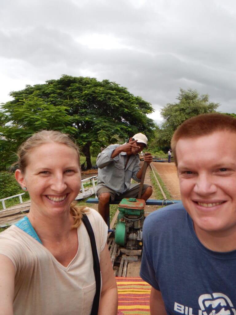 Riding the bamboo train in Battambang, one of 10 Awesome places to go in Cambodia. Places to visit in Cambodia. Best Cambodia attractions. 