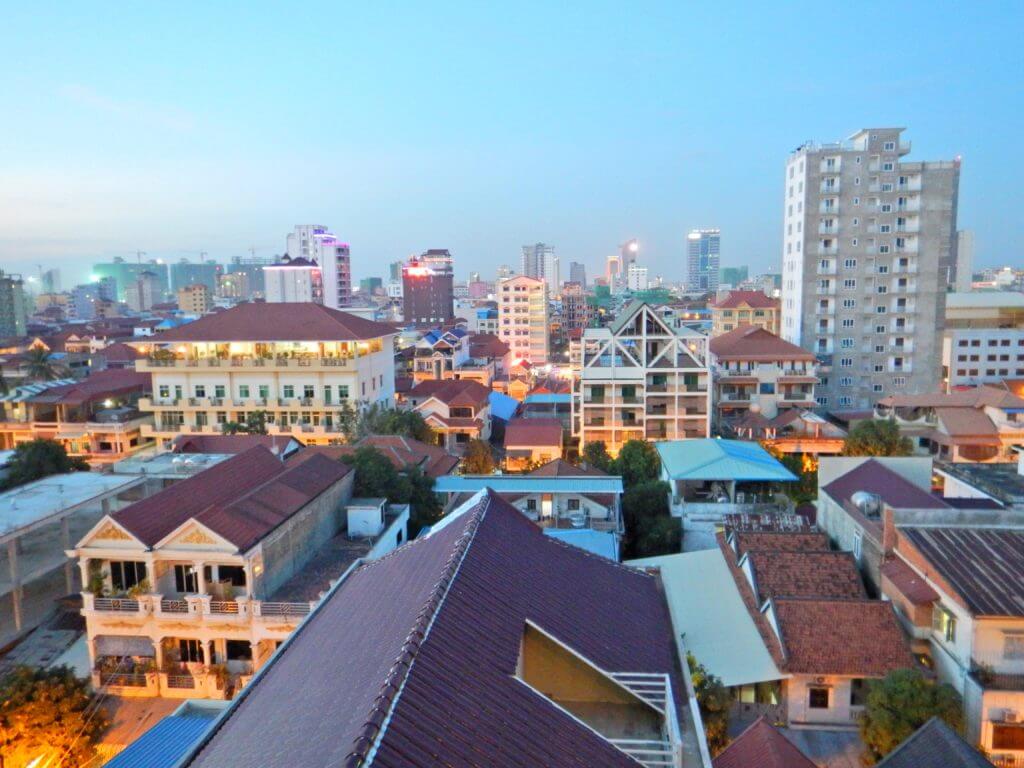 The view from our apartment. The cost of living in Cambodia is getting cheaper as more and more apartment buildings go up