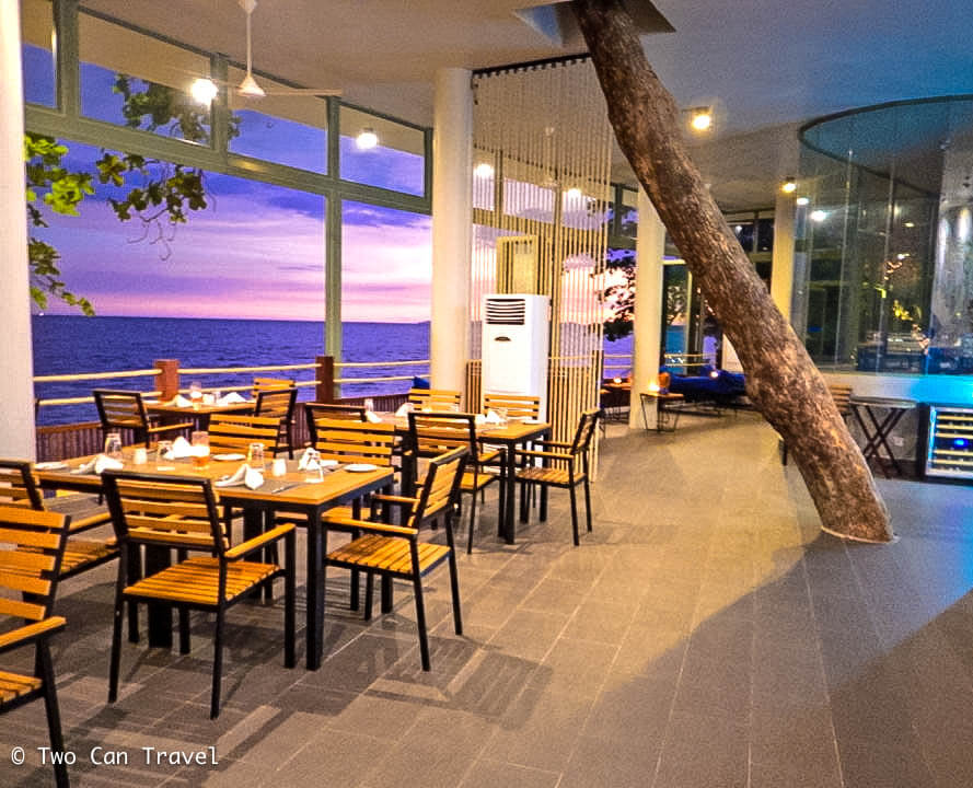 The Sunset Terrace Restaurant at the Independence Beach Resort and Spa in Sihanoukville, Cambodia. 