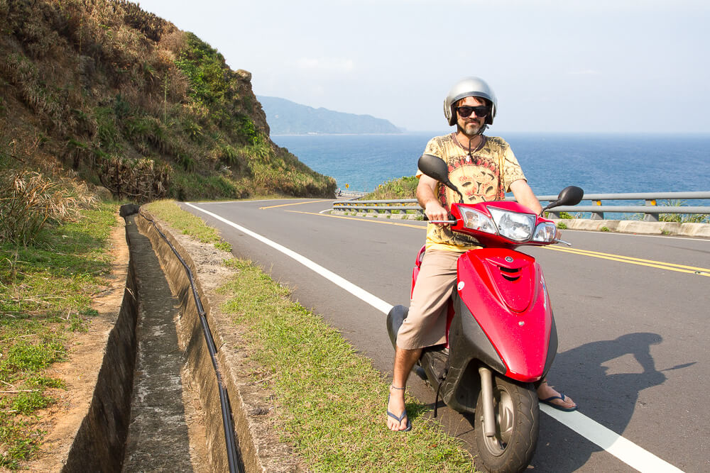 Riding a scooter in Taiwan, living in Taiwan, working as an English teacher in Taiwan, Orchid Island, Green Island