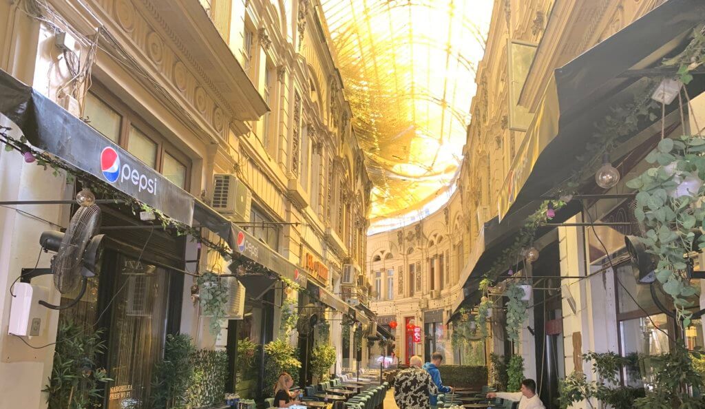 The glass ceilinged Macca-Vilacrosse Passage in Old Town Bucharest