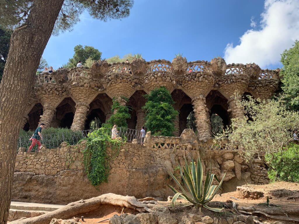 Gaudi Buildings in Barcelona some of the unique stone designs at Park Guell